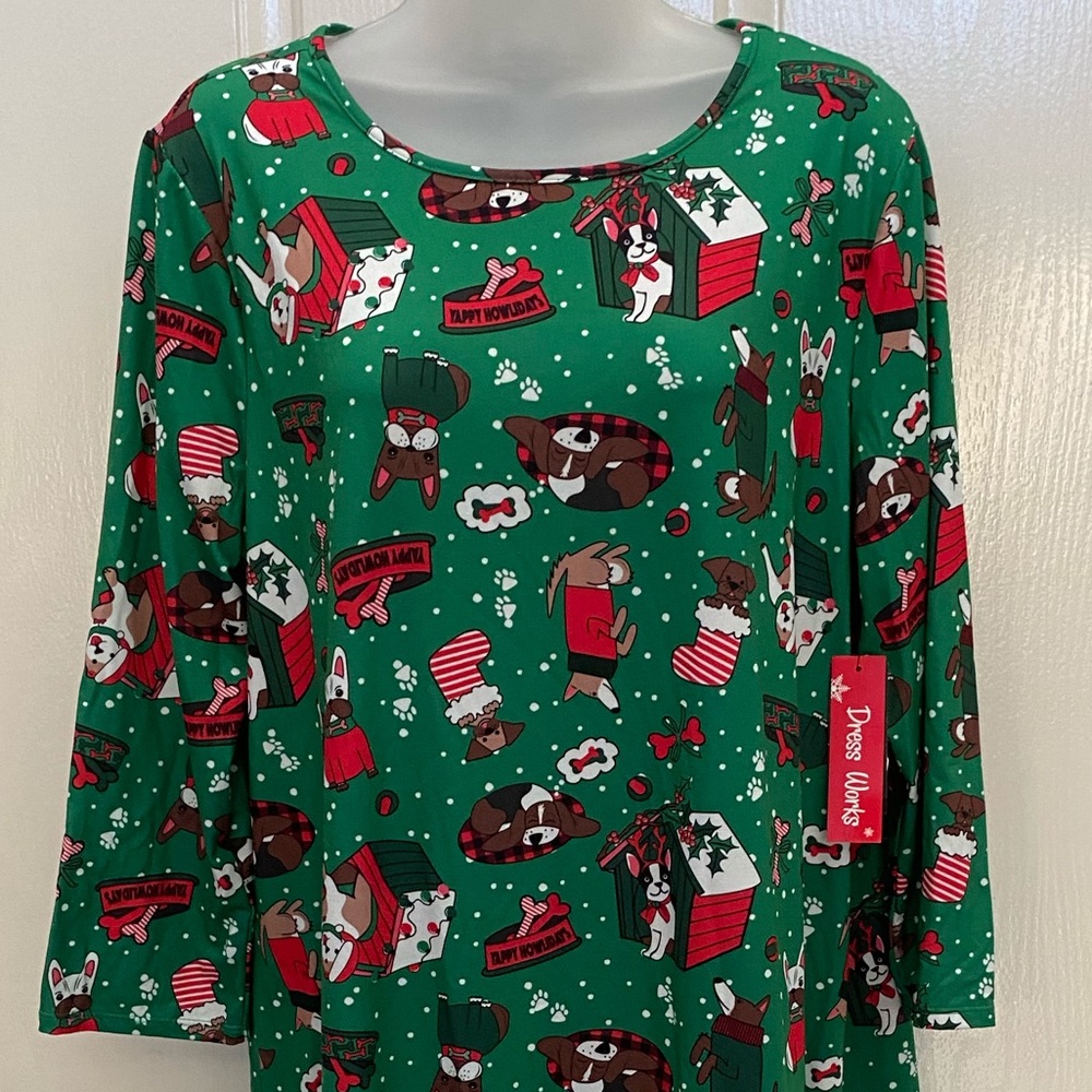 NEW wTag-Green🎄🎁🐶 Holiday Dog Shift Dress L